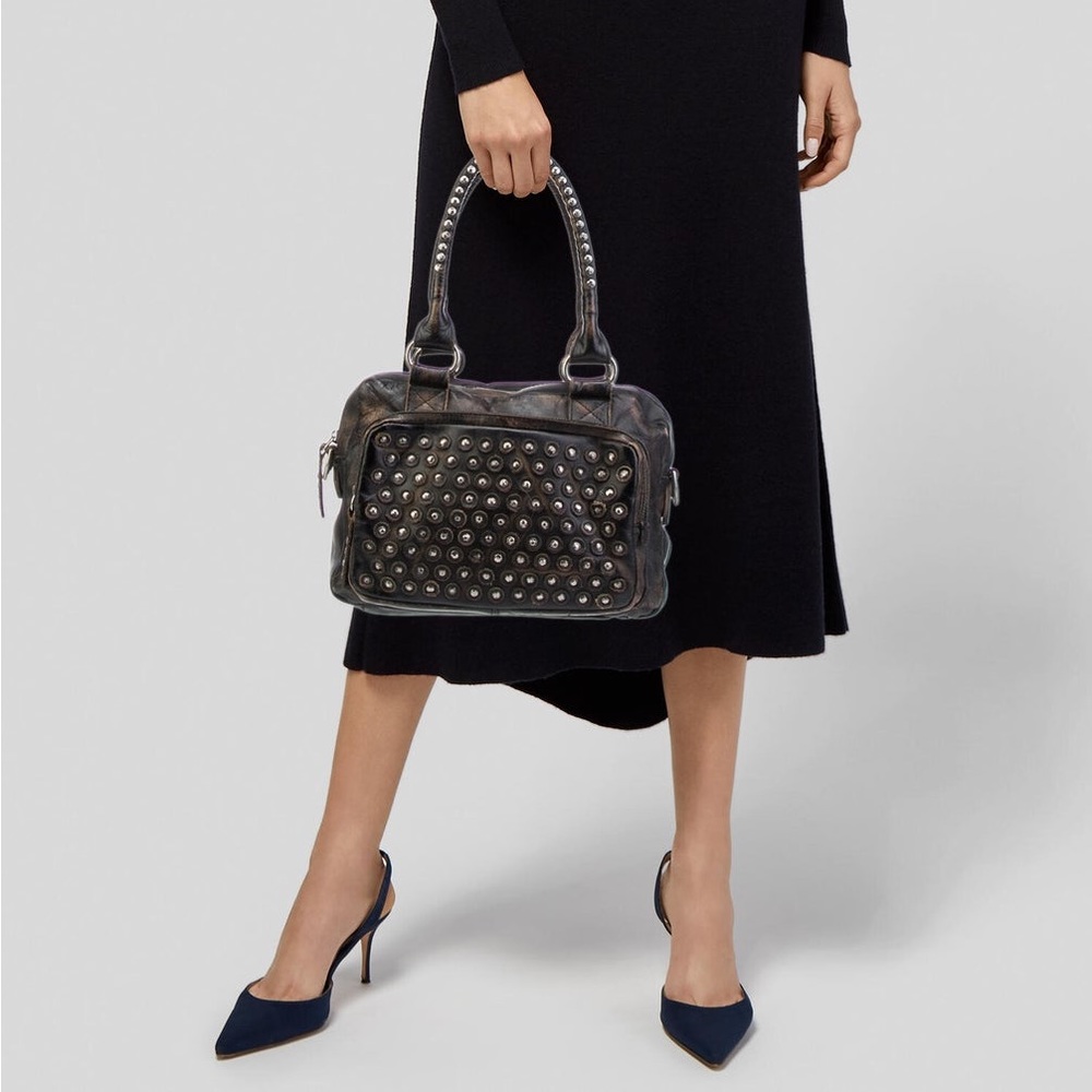 FRYE Dark Brown Studded Leather Satchel - Picture 11 of 11